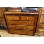 Victorian mahogany chest of two short above three long drawers, 125cm by 107cm.