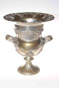 Silver plated urn style wine cooler, 35.5cm high.