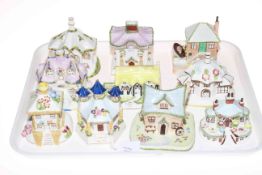 Collection of ten Coalport cottages.