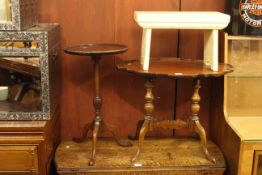 Painted stool, pedestal wine table, occasional table, two triple dressing mirrors,