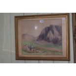 Ward Binks, Precipice, Scafell, unsigned but labelled verso, 32cm by 38cm, framed.
