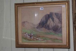 Ward Binks, Precipice, Scafell, unsigned but labelled verso, 32cm by 38cm, framed.