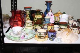 Collection of Torquay Ware, Wedgwood, Royal Doulton lady, etc.