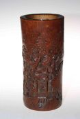 Carved bamboo brush pot, 28cm.