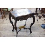 Victorian heavily carved sewing table,