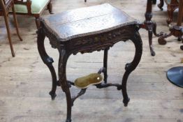 Victorian heavily carved sewing table,