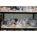 Collection of china, glass, metalwares, books, EP wares, mahogany box including claret jug,