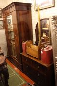 Edwardian inlaid mahogany mirror door wardrobe, dressing table and bedroom chair (3).