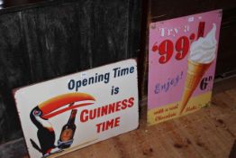 Two signs, Guinness Time and Try a 99.
