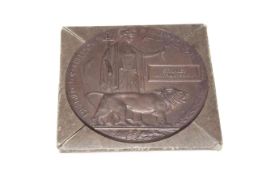 WWI death plaque/death penny awarded to Stanley Arthur Shaw together with Buckingham Palace letter