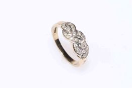 9 carat gold half eternity ring, size Q.