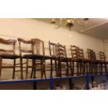 Set of six oak bar back dining chairs and four various bedroom chairs (10).