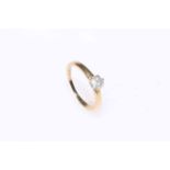 Solitaire diamond ring set in 18 carat gold, size K.
