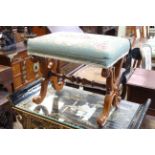 Victorian mahogany x-framed stool with needlework seat.