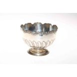 Silver pedestal bowl with embossed spiral fluting, Sheffield 1895.