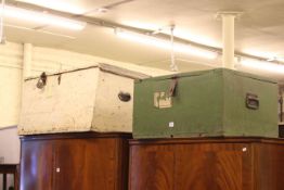Two painted trunks and suitcase (3).