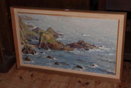 Roy Stringfellow, Seascape, oil on panel, signed lower right, 52cm by 92cm, framed,