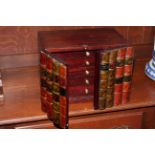 Five drawer specimen chest in a form of a book shelf, 30cm by 24cm.