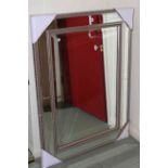 Rectangular silvered frame marginal wall mirror, 119cm by 87cm overall.