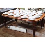 Victorian mahogany extending dining table, leaf and two winders on fluted legs,