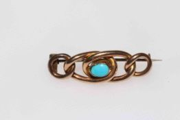 Edwardian 9 carat gold and turquoise set brooch.