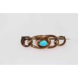 Edwardian 9 carat gold and turquoise set brooch.