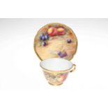 Royal Worcester fruit painted cabinet cup and saucer, signed Price and Love.