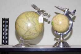 Two Aviation globes, 26cm and 28cm.