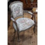 French style fauteuil in tapestry fabric.