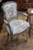 French style fauteuil in tapestry fabric.