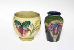 Moorcroft vase with arum lily on yellow ground, 8.5cm, together with small Moorcroft vase, 9cm (2).