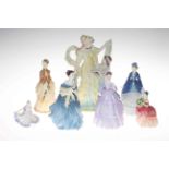 Collection of six Royal Doulton and Royal Worcester lady figures and Wedgwood 'Togetherness' (7).