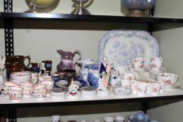 Collection of 19th Century pottery including Coalport Feldspar, Staffordshire pot lids, etc.