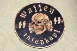 Nazi SS Headquarters metal wall plaque, 25cm diameter.