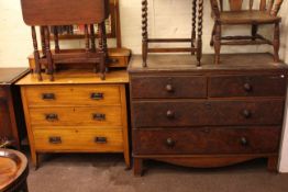 Victorian pine press base and satin walnut dressing table (2).