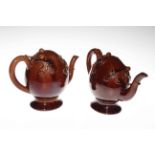 Two 19th Century Spode Cadogan brown glazed teapots.