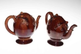 Two 19th Century Spode Cadogan brown glazed teapots.