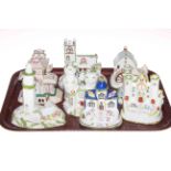 Collection of ten Coalport cottages.