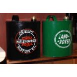 Harley Davidson and Land River petrol cans.