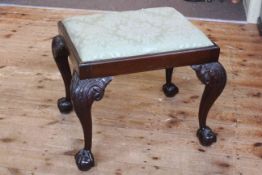 Mahogany Chippendale style stool on ball and claw legs.