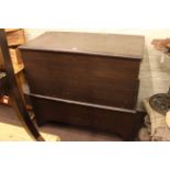 Victorian stained pine mule chest, 98cm by 108cm.