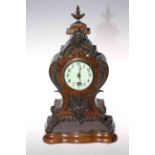 19th Century Continental metal mounted wood cased mantel clock,