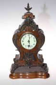 19th Century Continental metal mounted wood cased mantel clock,