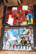 Two boxes of model cars including Star Trek, Matchbox, Hotwheels.