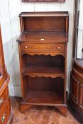 Slim inlaid mahogany gallery backed open bookcase with a single drawer, 52cm by 114cm.