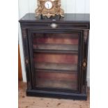 Victorian ebonised, inlaid and ormolu mounted glazed door pier cabinet, 76cm by 100cm.
