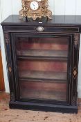 Victorian ebonised, inlaid and ormolu mounted glazed door pier cabinet, 76cm by 100cm.