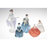 Three Royal Doulton and two Coalport ladies including Amanda, Cherie, Lindsay.