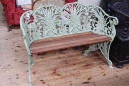 Coalbrookedale style cast fern patterned and wood slat garden bench, 121cm long.