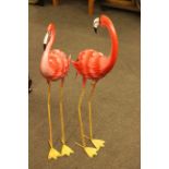 Two tin models of Flamingos, tallest 92cm.